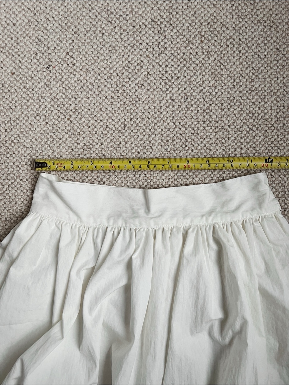 Jesse Kamm Ranch Skirt | White Full Midi Gathered Waist Skirt | Size S - Picture 7 of 10